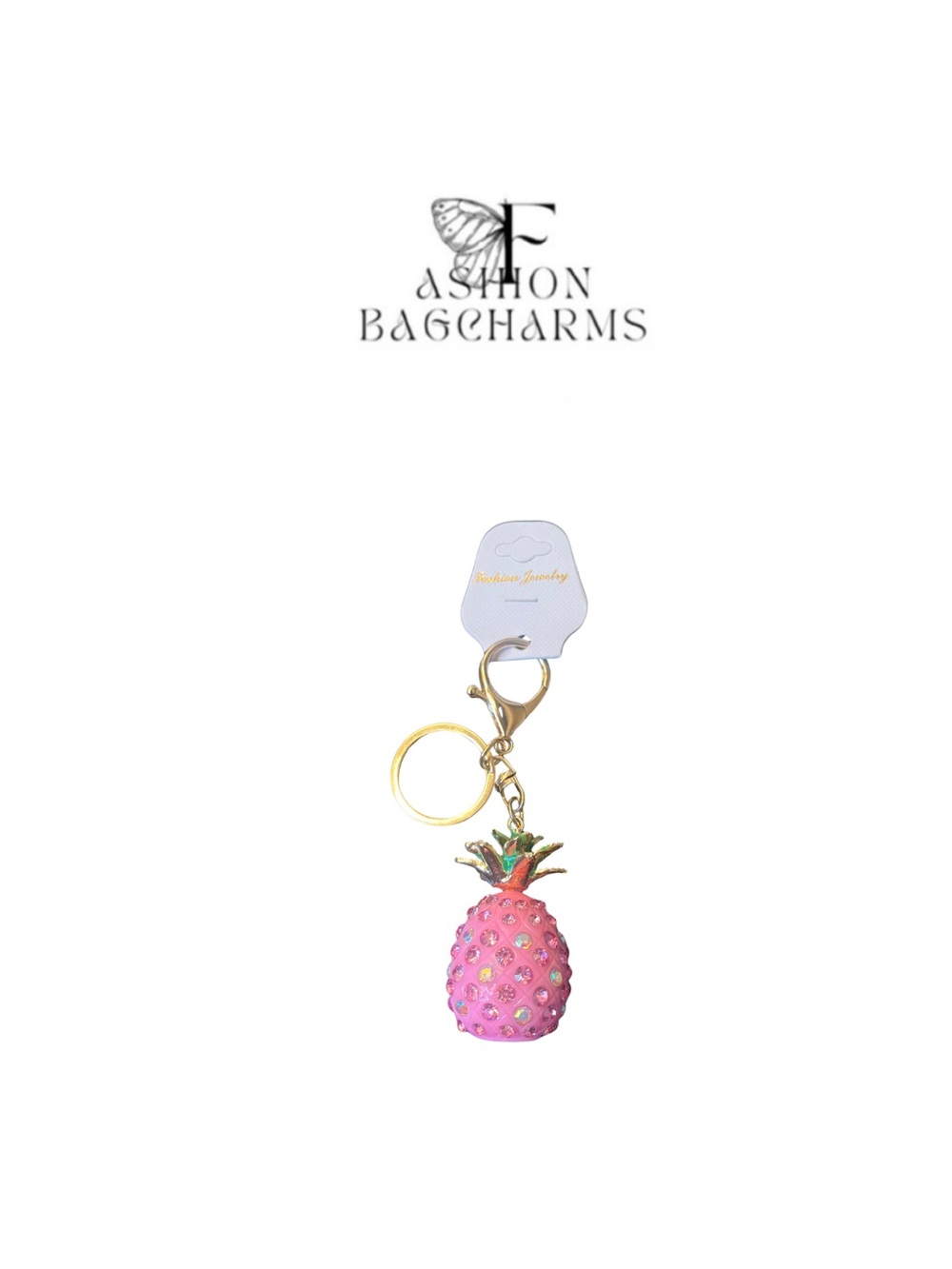 Pink Rhinestone Pineapple Bagcharm/Keychain